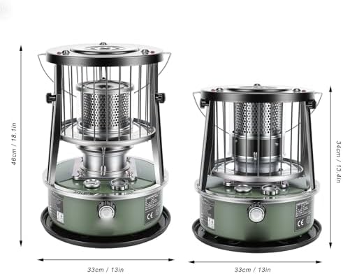 Portable Kerosene Heater, 5.2L Tank 20-25 Hours Heating with Adjustable Height Safety Net, for Camping Garage Home Emergency Indoor Outdoor Use