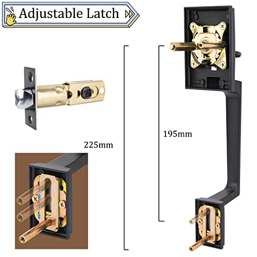 Matte Black Front Door Handle, Entry Door Handle With Door Lever Reversible For Right And Left Handed Doors, Single Cylinder Exterior Door Handleset With Lower Half Lever #TOP4