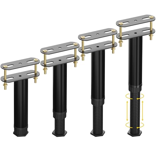 Wlrrcwdttc 4 Pcs Adjustable Height Bed Support Legs 7.08-12.6 inch with Locking Ring, Bed Frame Center Support Legs for Bed Frame/Bed Center Slat/Furniture, Bed Replacement Legs Bed Slats Support Legs