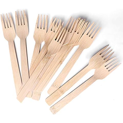 Bamboo Cutlery | 100PK Bamboo Forks 6.7" Disposable 100% Biodegradable Compostable Utensils Eco Friendly Renewable Natural Tableware Bamboo Fork Cover