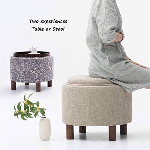 Table boîte de rangement ronde NMDCDH avec coussin en lin - 4