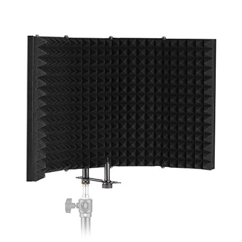 Btuty Bouclier acoustique d'isolation pour microphone,Microphone Isolation Shield,with Support Rod for Studio Professional Recording Singing Live Stream Cover