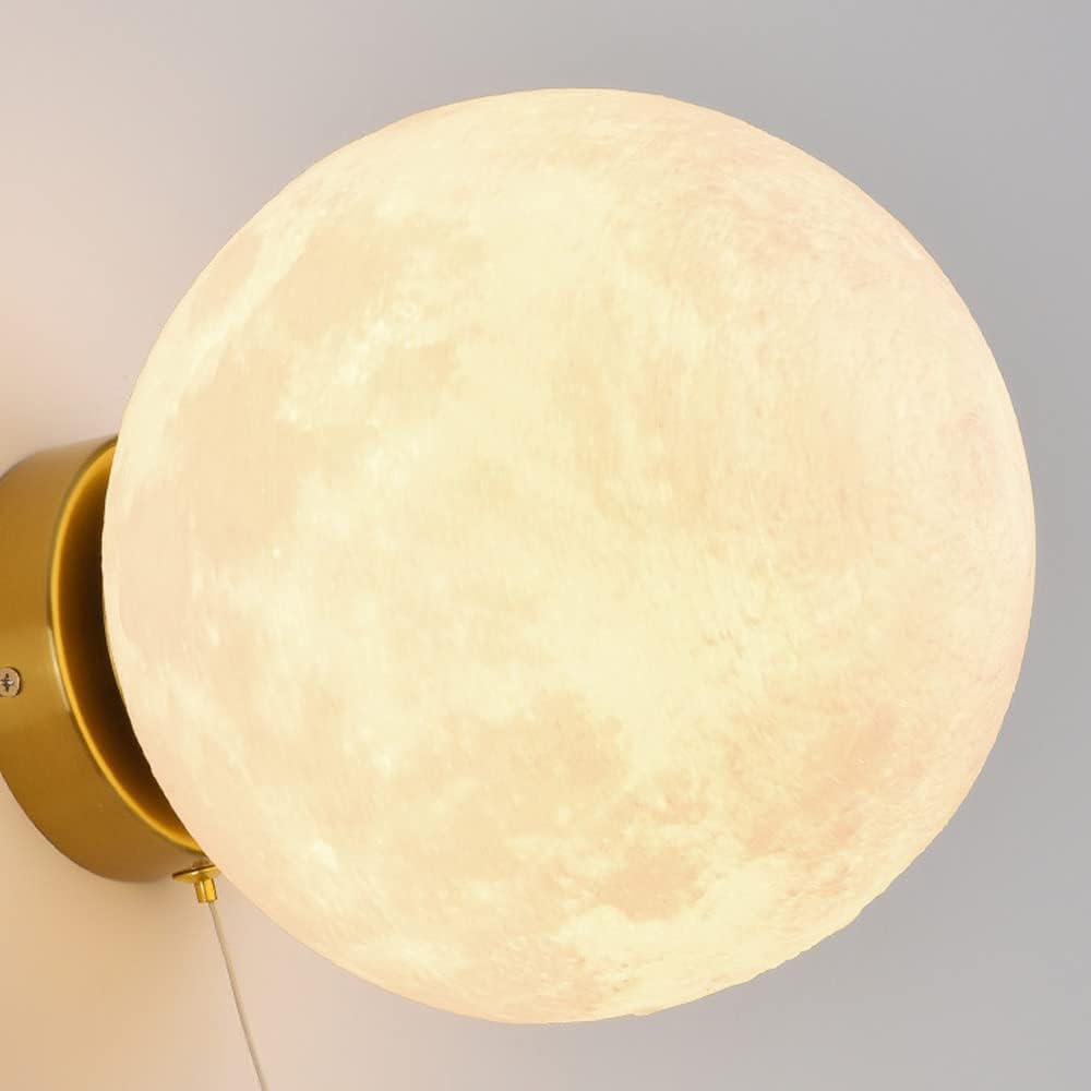 Astronaut Moon Mount Light Globe Sconce Children's Room Wall Lamp, Art Deco Explore Headboard Lighting Fixtures G9 Night Lamps for Girls Boys Bedroom Nursery