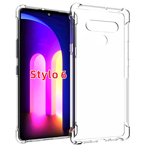 USTIYA Case for LG Stylo 6 y LG K71 Clear TPU Four Corners Protective Cover Transparent Soft funda