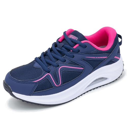 Women's Walking Shoes with Arch Support Orthotic Sneakers for Plantar Fasciitis Tennis Running Shoes Navypink US 10