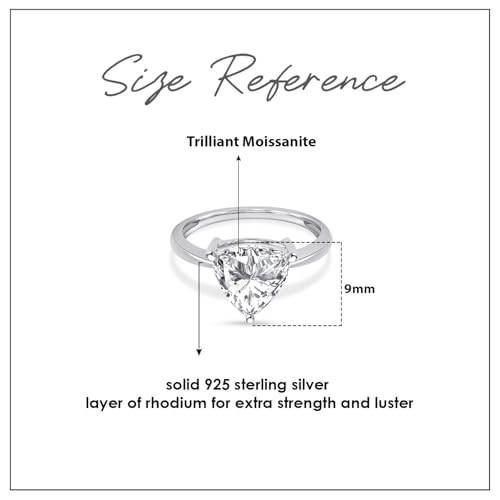925 Sterling Silver 14K Gold Plated 8X8MM Trillion Cut Lab Created Moissanite Solitaire Engagement Ring For Womens (VVS1 Clarity, 1.50Cttw)3