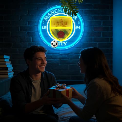 Image of Football Neon Sign for Wall Decor Soccer Team Logo LED Light for Man Cave