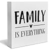 Family is Everything Decorative Wooden Box Sign Family Home Wood Block Plaque Decor Rustic Shelf or Wall Display for Living Room Bedroom