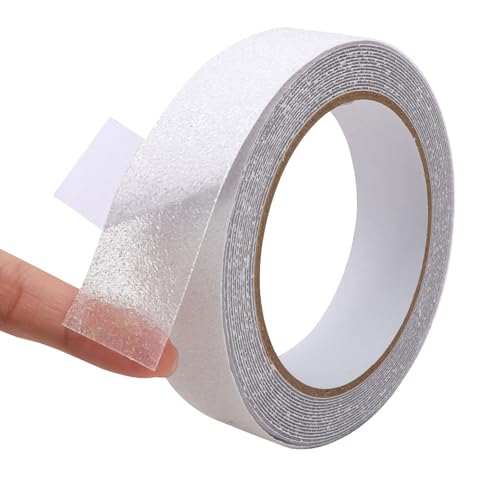 1 rotolo di nastro adesivo antiscivolo in gomma trasparente, per scale, gradini, rampe, vasca da bagno, doccia, cucina, facile da incollare senza lasciare segni (2,5 cm di larghezza x 5 m di