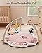 Blissful Diary Baby Play Gym & Activity Mat, 5 Developmental Zones Wooden Tummy Time Mat with 5 Detachable Sensory Toys for Motor Skills & Sensory Development, Baby Essentials Shower Gift, Pink Flower