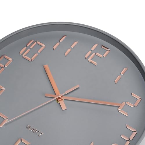 Image of SKYTONE Wall Clock 12 inch Silent Quartz Decorative Wall Clock Non-Ticking Classic Clock Round Easy to Read for Living Room, Bathroom, Kitchen, Office, School (Grey)