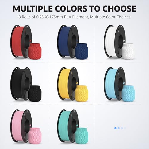 Image of ELEGOO 250g Matte PLA Filament Bundle 1.75mm, 8 Colors 3D Printer Filaments Dimensional Accuracy + /- 0.02mm, 8 Pack 250g Spool Multicolors Fits for Most FDM 3D Printers
