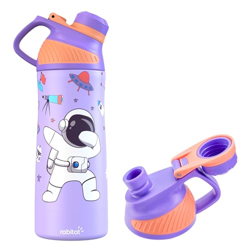 Rabitat ZYLO 550ml Kids Water Bottle for School | 2-Year Brand Warranty | Magnetic Flip Cap, Leakproof | Triple Insulated Stainless Steel Thermosteel Flask | 24 Hrs Hot & Cold | ShyGuy