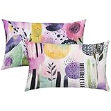 Fundas Cojines Exterior Jardin, Hoja Cojines 40x70 Juego de 2 Funda Cojin Color Terciopelo Almohada Doble Cara Impresión con Cremallera Invisible Decorativas Modernas para Sofás Dormitorio, Model117
