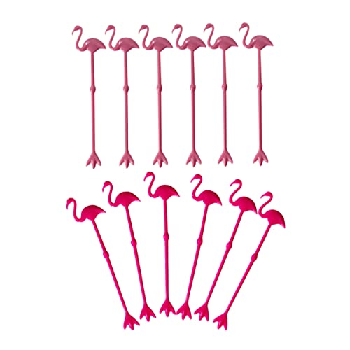 NAMOARLY 12pcs Flamingo Swizzle Sticks Plastic Stirrer Drink Muddler Stir Rods Ideal for Barbecues and Pool Parties