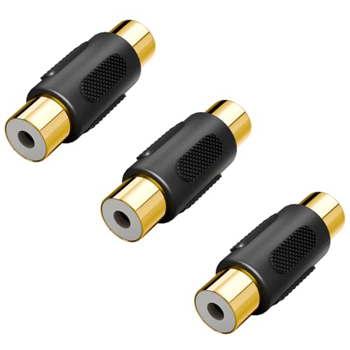 VCE RCA Female to Female Coupler 3-Pack, Gold Plated RCA Adapter Compatible with Phono,Speaker,Audio Cable,Amplifier