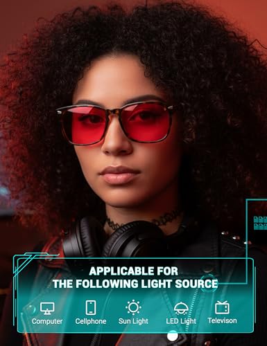 image for TIJN Sleep Glasses with Blue Green Light Blocking, Red Light Lens for 
