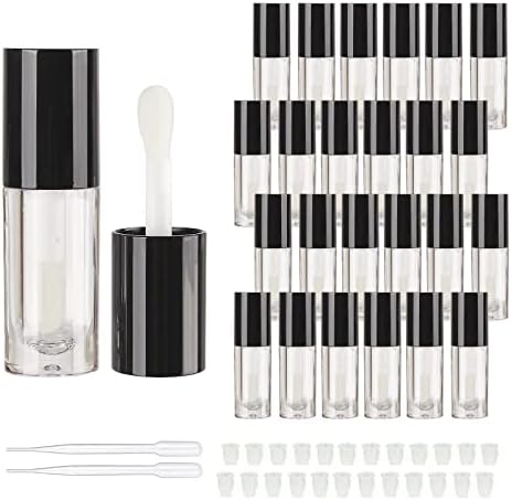 COSIDEA 14pcs Empty 6ml big doe foot wand Chunky lip gloss tubes for DIY lipgloss,Pink round lipgloss containers tubes with thick wand, Black