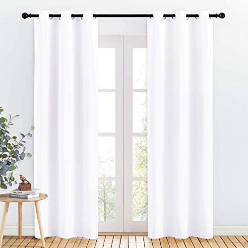 NICETOWN 50% Light Blocking Curtain Panels for Bedroom, Home Decoration Easy-Care Solid Grommet Draperies/Drapes, Window Covering for Kitchen (2 Panel