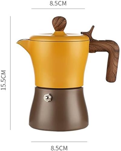 Miniatura 6 de Cafeteras - Cafetera italiana para café expreso, cafetera moka de aluminio de 3 tazas, cafetera Moka con mango de madera (color blanco, tamaño: 5.1