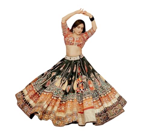 Women’s Navratri Lehenga Choli with Dupatta – Digital Printed Multi-Color Traditional Outfit for Wedding & Festival-V13