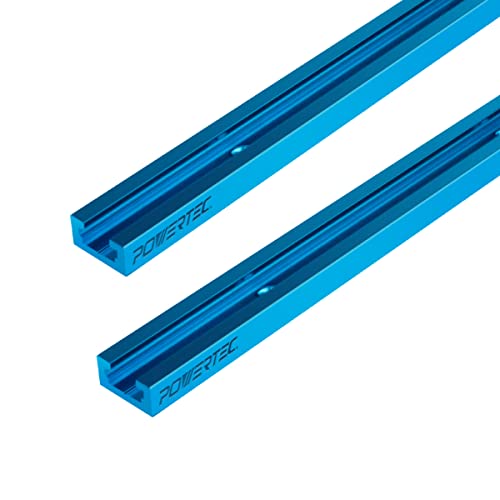 POWERTEC 71118 24 Inch Double-Cut Profile Universal T-Track with Predrilled Mounting Holes, 2 Pack, T Track for Woodworking Jigs and Fixtures, Drill Press Table, Router Table, Workbench by POWERTEC - Used condition - US$18.04