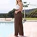 Girls Palazzo Long Pants Cotton Linen Soft Summer Wide Leg Flowy Trousers Teen Kids Solid Elastic (Brown, 14-15 Years)