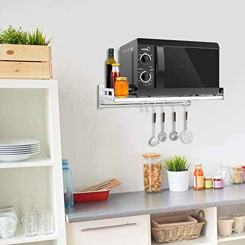23 Inch Stainless Steel Wall Shelf Metal Shelving Heavy Duty Commercial Or Household Grade Wall Mount Microwave With Fixing Kit Microwave Support Load 120Lb/55Kg Microwave Oven Shelf (Width 23 In) #TOP3