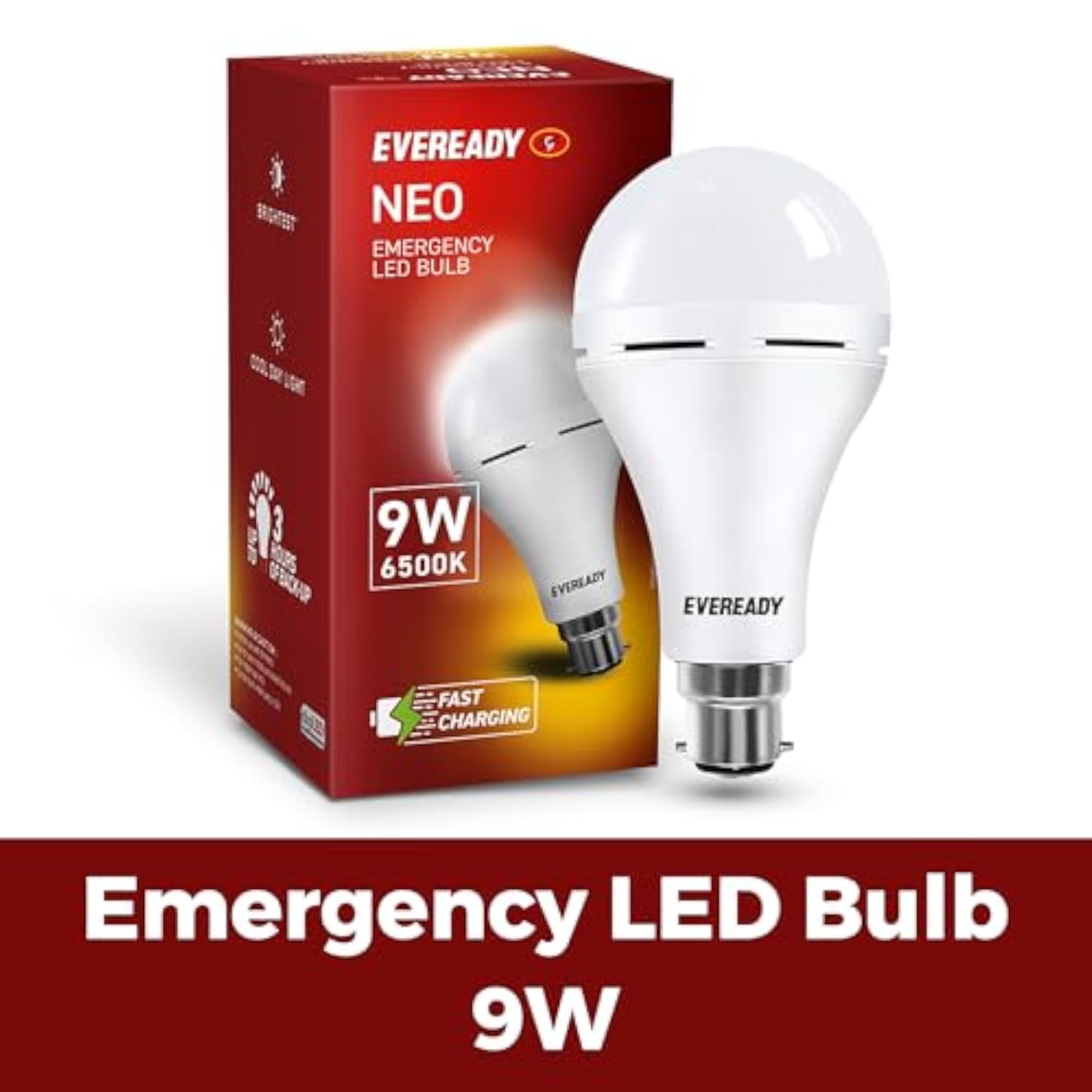 9W B22D Emergency Inverter LED Bulb with 4 Hour Backup