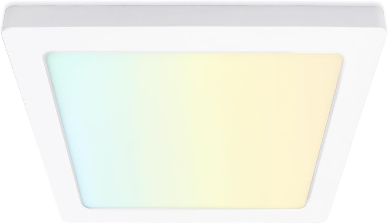 7 Inch Square White New Ultra-Low Profile Integrated LED Flush Mount Light 3CCT Selectable