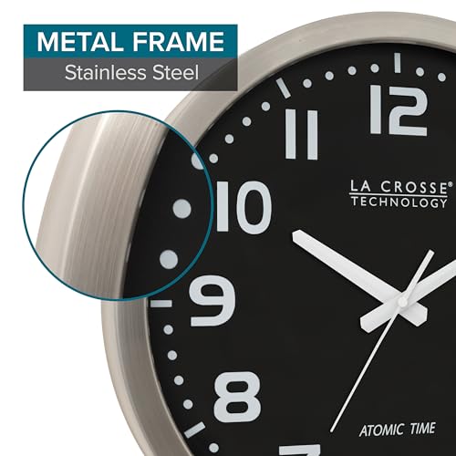 La Crosse Technology WT-3161BK 16 Inch Stainless Steel Atomic Clock, Analog, Silver by La Crosse Technology - Image 5