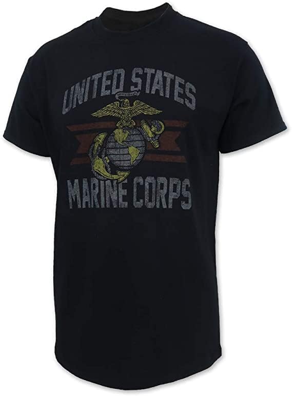 Armed Forces Gear Men's US Marines Vintage Basic Short-Sleeve T-Shirt - Licensed United States Marine Corps Shirts for Men