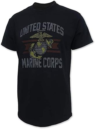 Armed Forces Gear Mens US Marines Vintage Basic Short-Sleeve T-Shirt - Licensed United States Marine Corps Shirts for Men