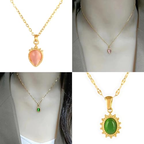 Chaîne et pendentif pierre naturelle rose pour sublimer vos tenues d'été