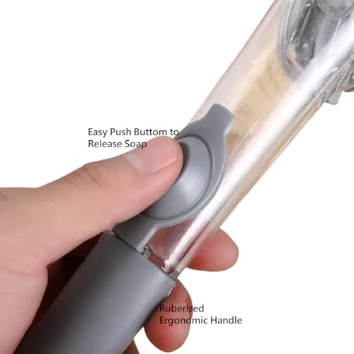 Image of 2-in-1 Soap Dispensing Dish Brush with Sponge Head - Easy Grip Kitchen Scrubber for Dishes, Pots, Pans & More - Includes Refill - by Dependable Industries Inc. Essentials