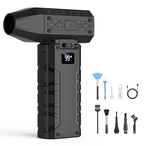 【Motore Brushless ad Alta Velocità】Nostro soffiatore ad aria compressa per polvere sono dotati di un motore brushless ad alta velocità che raggiunge velocità fino a 110.000 giri/min e una velocità massima dell'aria di 26 m/s. Funzionano anche silenziosamente con soli 35 decibel. nostro soffiatore ad aria compressa per polvere forniscono un potente flusso d'aria per rimuovere efficacemente polvere e sporco, rendendoli ideali per la pulizia di dispositivi elettronici, elettrodomestici e interni auto.