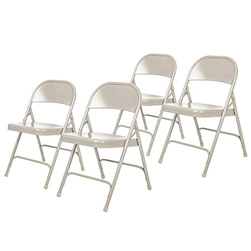 OEF Furnishings OEF50 Series All-Steel Heavy-Duty Folding Chairs with 500 lb Weight Capacity (4-Pack, Gray)
