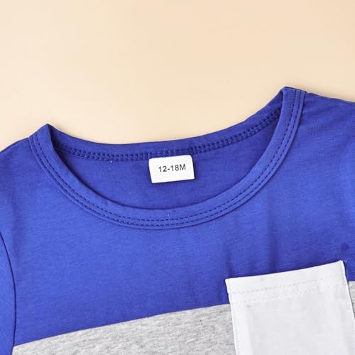 Image of Toddler Boy Clothes Baby Summer Outfit Patchwork Tee Shorts 12M-4T