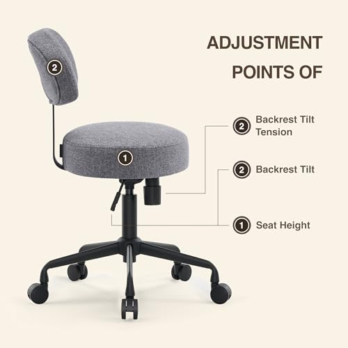 Image of Heavy Duty Extra-Wide Seat Adjustable Height Swivel Rolling Stool for Dental Clinic, Salon, Office, and Bar - NAIA 502 (Dim Grey, Backrest Add-on)