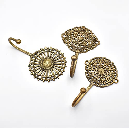 Brook And Birch VCH128129130 Boho Brass Wall Hooks, Gold Hooks For Hanging Wall Mount Brass Coat Hooks Keys Hanger Clothes Hooks Vintage Brass Towel Hooks thumb #6