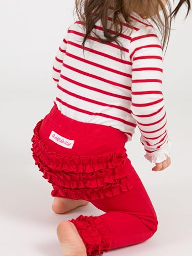Image of RuffleButts Toddler Girl Merry & Bright Ruffle Leggings - Ankle Leggings | 75% Cotton 23% Spandex 2% Elastane, Breathable Lightweight, Elastic Waistband, Signature Rear Detail To 4T, Machine Washable