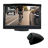 Broadwatch サイドカメラセット モニター 200万画素 フルHD 5インチ AHD IP68 防水 防塵 ガイドライン 夜間撮影 6m ケーブル 簡単取付 穴あけなし 吸盤 両面テープ 小型 軽量 国内サポート 【モニター/サイドカメラ（左側専用）ブラック/ケーブル】