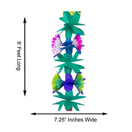 Super Z Outlet 9 Foot Paper Garland Tropical Hibiscus Decorations, Multicolored Tissue Flower Leaves Banner For Luau Party, Birthday, Hawaiian Theme #TOP5