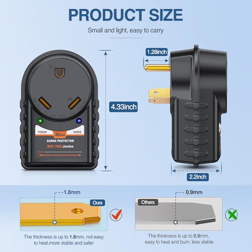 Nilight 50346RV 30 Amp Rv Surge Protector 125V/3750W Rv Surge Adapter Plug thumb #5