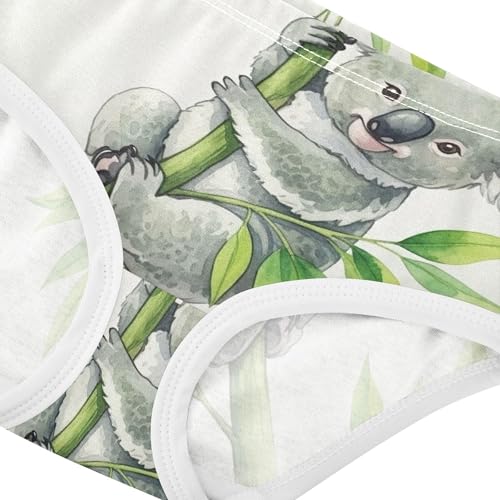 Girls Underwear Toddler 2t Cotton Panties Little Girl Print Briefs Kids Undies Cute Koala Green Leaves Beige4