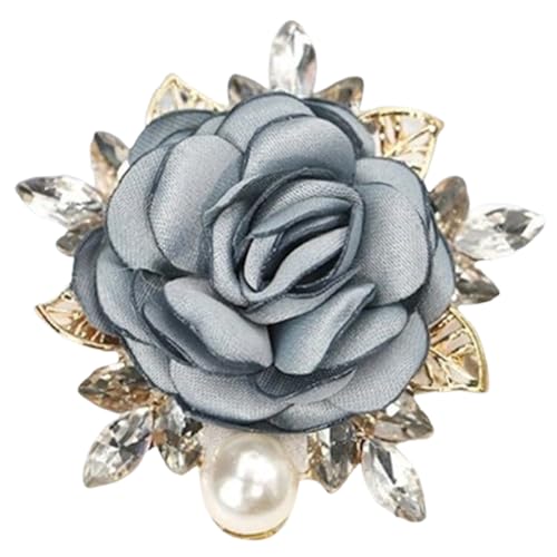 Image of Rose Brooch for Women,Dainty Satin Fabric Flower Lapel Pins Vintage Elegant Pearl Brooches Handmade Crystal Pearl Pins Silk Camellia Safety Collar Pin Dress Suit Accessories Wedding Bridal Bouquet Jewelry