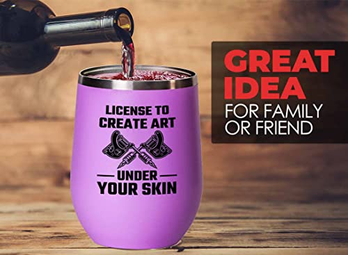 Tattoo Artist Pink Wine Tumbler 12oz - Art Under Your Skin - Tattoo Gifts Tipping Skin Deep Ink Tattoo Lover Tattooing Tattooist