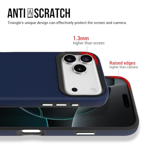 Image of NOXO Ultra-Hybrid Triangle Back Case Cover for iPhone 17 Pro, | Shockproof Design | Camera Protection | Soft TPU & Rugged PC | Bumper Case Cover for iPhone 17 Pro, (Prussian Blue)