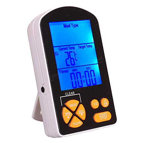 WnewTools Outdoor BBQ Cooking Digital LCD Remote Thermometer with Built-in Timer Alarm AAA Battery