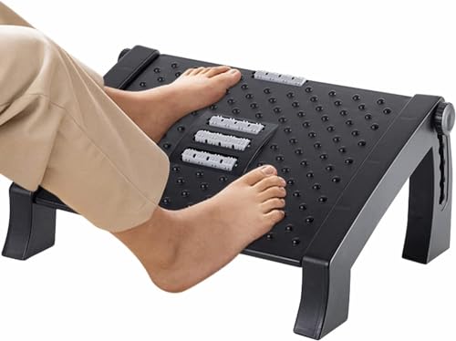 Image of Foot Rest for Under Desk at Work - Ergonomic Foot Stools for Under Office Desk - Rocking Footrest with Roller Massager - Leg Rest for Chair, Computer Gaming - Promote Leg Circulation (Style 3, Black)